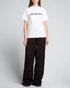 Balenciaga Distressed Logo-print Cotton-jersey T-shirt In Blanc/noir