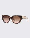 Prada Oversized Acetate Cat-eye Sunglasses In Caramel