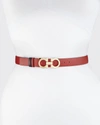 Ferragamo Reversible And Adjustable Belt In Hammered Calfskin In Caraway Seed/gold