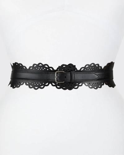 Alaïa Thin Openwork Corset Belt In 010 Blanc Optique