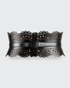 Alaïa Openwork Wide Leather Vienne Corset Belt In Nuage