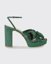 Loeffler Randall Natalia Pleated Knot Platform Sandals In Metallic Floral