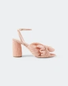 Loeffler Randall Camellia Pleated Bow Heel With Ankle Strap In Metallic Rose