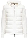 MONCLER WHITE COTTON AND NYLON TRICOT CARDIGAN WITH LOGO,8G50300V8053032