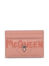 ALEXANDER MCQUEEN PINK LEATHER CARD HOLDER WITH LOGO,632038C8Z556655