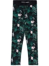 Kenzo Stretch Cotton Floral Leggings In Green