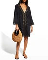 La Blanca Embroidered-inset Tunic Coverup In Black
