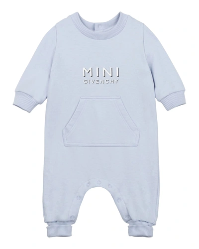 Givenchy Kid's Mini Logo-printed Coverall In Celeste