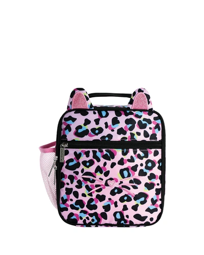 Iscream Kids' Girl's Glitter Leopard-print Lunch Tote In Pink