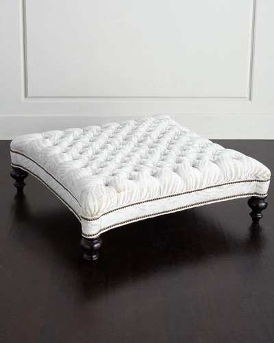Old Hickory Tannery Colleen Tufted Ottoman In Silver Beige