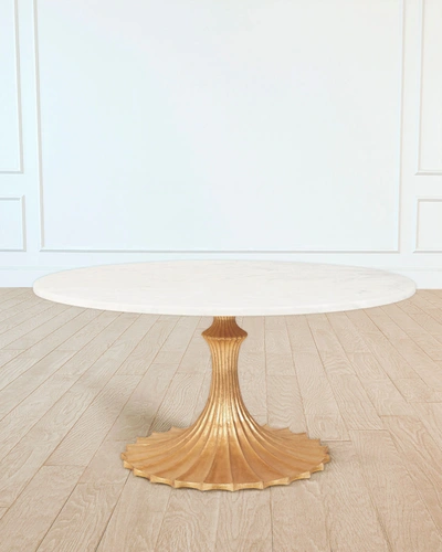 Emporium Home For William D Scott 60" Marble Top Dining Table In Gold