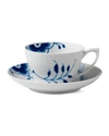 Royal Copenhagen Blue Fluted Mega Tea Cup & Saucer In Two Tone