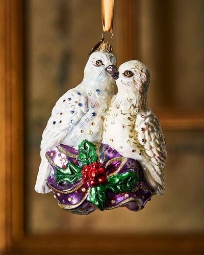 Jay Strongwater Two Turtle Doves Glass Ornament