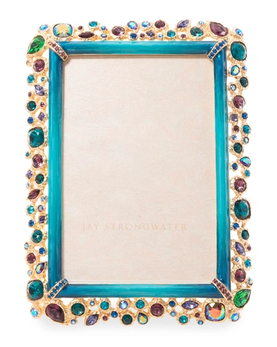 Jay Strongwater Bejeweled 4" X 6" Picture Frame In Peacock