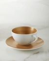 NEIMAN MARCUS BRUSHSTROKE GOLD TEACUP AND SAUCERS, SET OF 4,PROD244650238