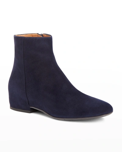 Aquatalia Ulyssa Waterproof Suede Ankle Boots With Hidden Wedge In Navy