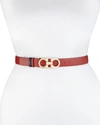 Ferragamo Reversible And Adjustable Belt In Hammered Calfskin In Lipstick/gold