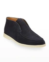 Loro Piana Men's Open Walk Suede Chukka Boots In Blue