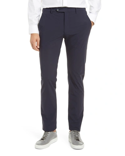 Zanella Men's Solid Active Stretch Trousers In Navy