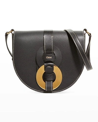 Chloé Darryl Leather Saddle Crossbody Bag In Black