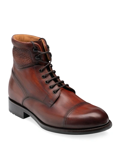 Magnanni Men's Peyton Ii Burnished Leather Lace-up Boots In Cognac