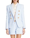 Balmain 6-button Cotton-pique Blazer Jacket In Light Blue