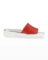 Ron White Carley Napa Flatform Slide Sandals In Lipstick/silver