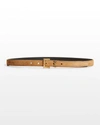 Saint Laurent Monogram Square Buckle Belt In 2516 Naturel Dark