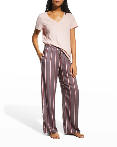 Hanro Abstract Brushstroke Woven Pajama Pants In Sleek Stripe
