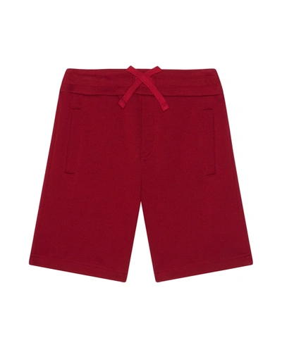 Dolce & Gabbana Boy's Jersey Shorts W/ Logo Patch In N0000 Black