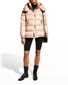 Moncler Maire Shiny Puffer Jacket In Pink