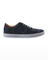 Bruno Magli Men's Bono Suede Transparent-sole Low-top Sneakers In Navy Suede