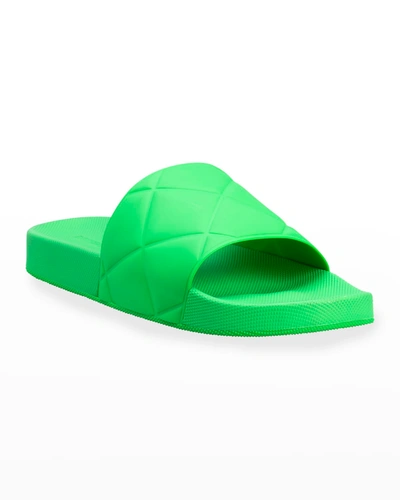 Bottega Veneta Men's Quilted Slide Sandals In 3730 Grass