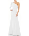 Ieena For Mac Duggal One-shoulder Puff-sleeve Trumpet Gown In White