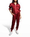 Cinq À Sept Tous Les Jours Giles Satin Jogger Pants In Cranberry