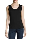 Lafayette 148 Silk Double Georgette Sleeveless Blouse In Black