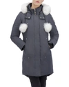 Moose Knuckles Stirling Down Parka With Genuine Shearling Trim In Gray