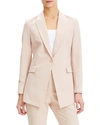 Theory Etiennette One-button Good Wool Suiting Jacket In Petal Pink