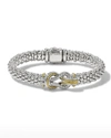 Lagos Sterling Silver And 18k Gold Newport Diamond Caviar Bracelet In Silver/ Gold