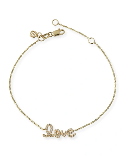 Sydney Evan Small Yellow Gold Diamond Love Bracelet