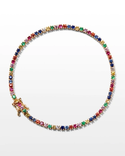 Anita Ko Multicolor Large Hepburn Bracelet With Gemstones In Rose Gold
