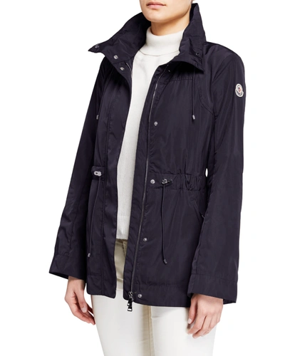 Moncler Ocre Short Parka In Navy