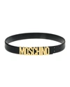 Moschino 3.5cm Logo Leather Belt In Black/gold
