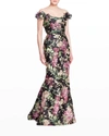 MARCHESA OFF-THE-SHOULDER FLORAL-EMBROIDERED GOWN,PROD244490002