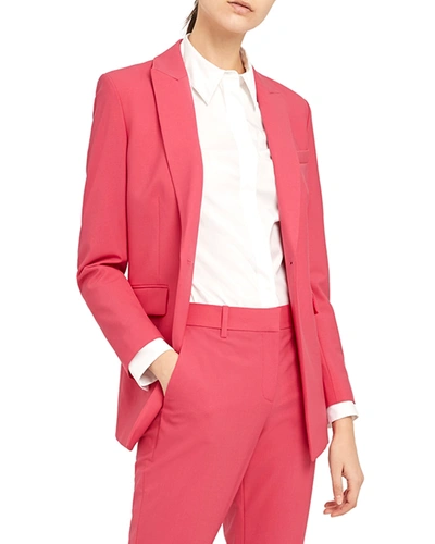 Theory Etiennette One-button Good Wool Suiting Jacket In Pink Pattern