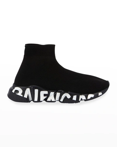 Balenciaga Speed Stretch-knit High-top Sock Trainer In Blk Wht Blk