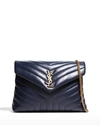 Saint Laurent Loulou Medium Ysl Flap Shoulder Bag In Noir