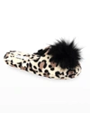Patricia Green Daisy Pouf Slippers In Ivory Leopard