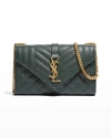 Saint Laurent Small Ysl Monogram Leather Satchel Bag In Vert Fonce