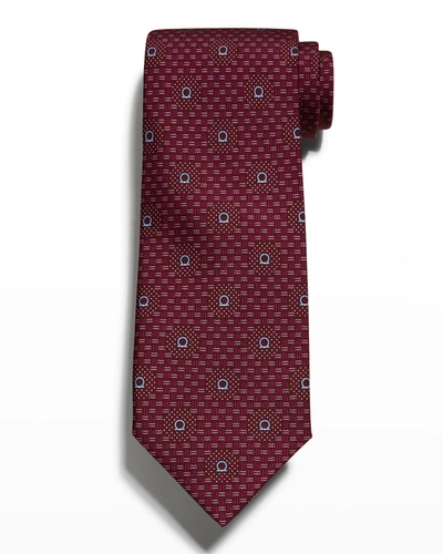 Ferragamo Men's 4 Navel Dot Squiggle Gancini Tie In Purple
